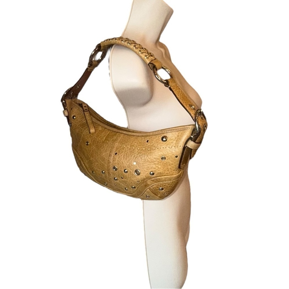 $155 firm Coach  Studded Crescent Camel  Demi Hobo Bag Big Buckle Strap F10931 - Picture 14 of 17